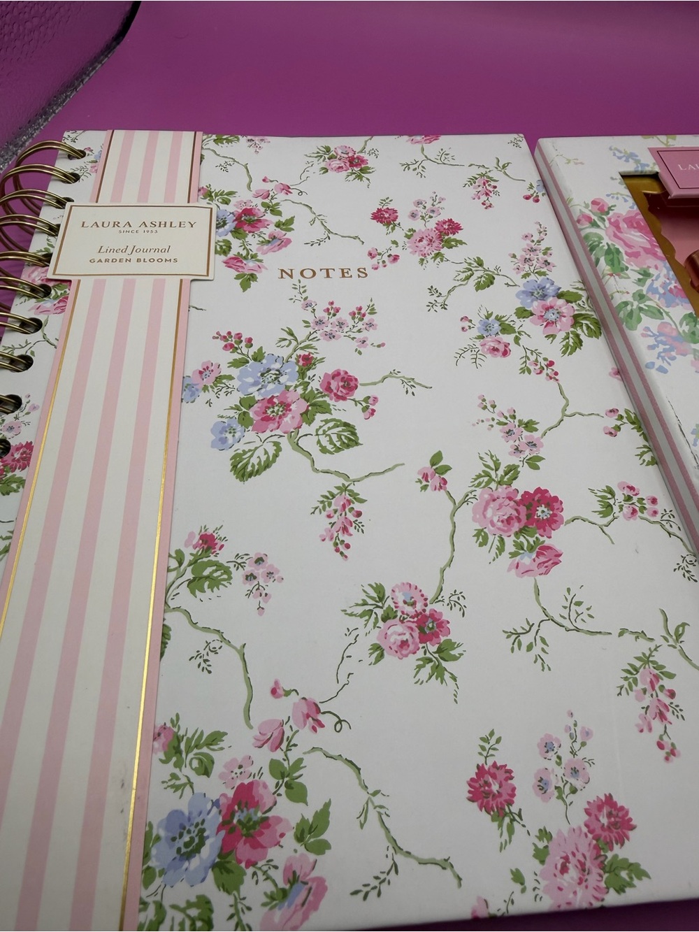 Laura Ashley Pink Floral Notebook and Trio Pen Set - Picture 2 of 4
